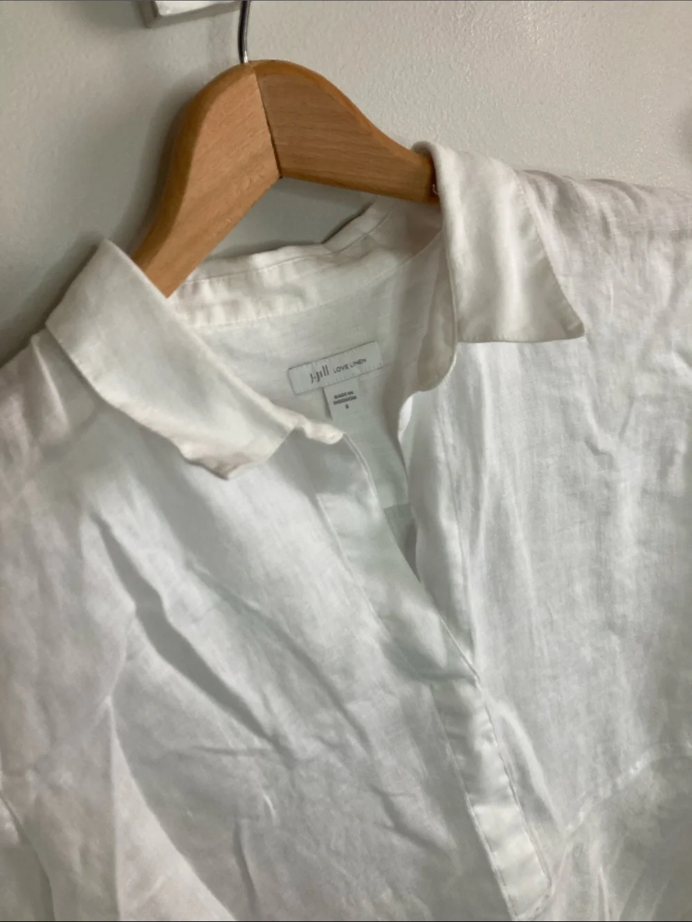 J. Jill White Linen asymmetrical Casual Button-Down Shirt, Women’s Size Small